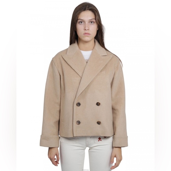 Polo Ralph Lauren Double-Breasted Wool-Blend Camel Peacoat - Picture 1 of 6